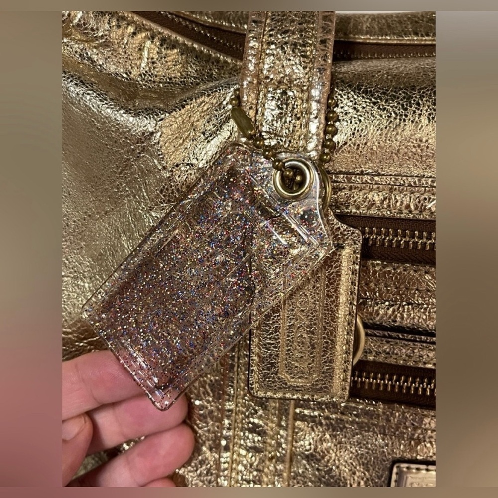 Coach Poppy Gold Metallic Shoulder Bag - Picture 6 of 14